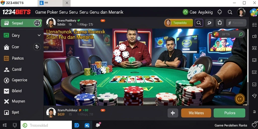 Tampilan gameplay poker menarik di 1234BETS dengan efek visual yang memukau.