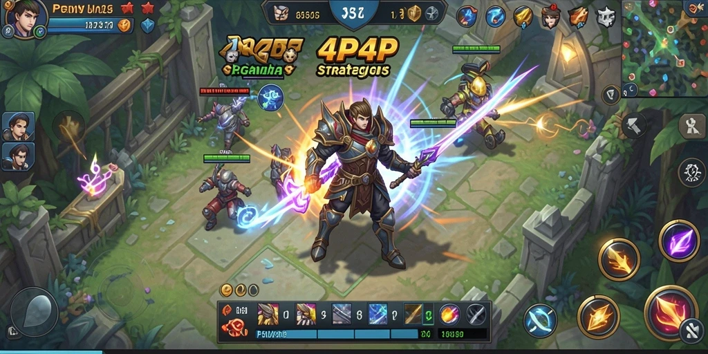 Tangkapan layar gameplay 4P4P menampilkan suasana pertempuran yang epik.