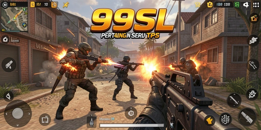 Tangkapan layar menunjukkan aksi intens dalam 99SL, permainan TPS yang menegangkan.