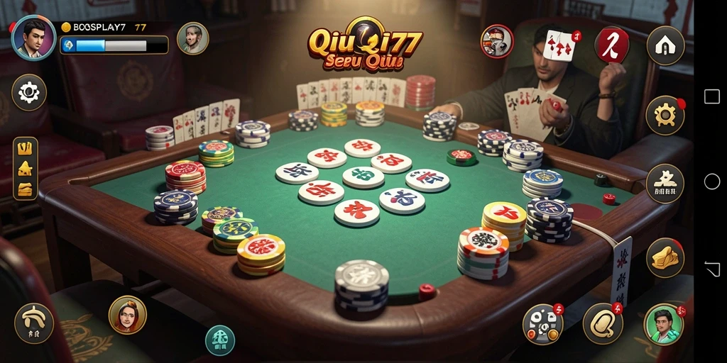 Screenshot utama BOSPLAY77 menampilkan gameplay seru QiuQiu.