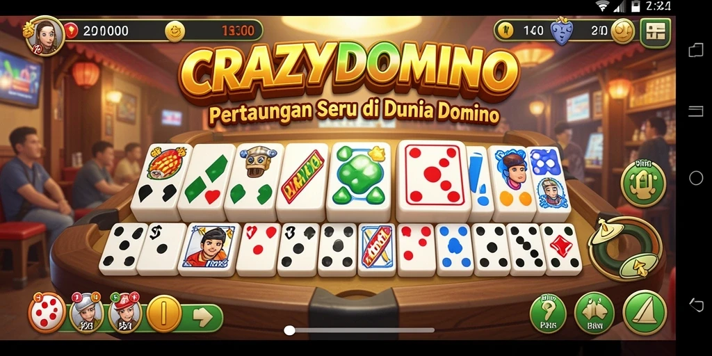 Tampilan seru dari pertarungan di CRAZYDOMINO dengan karakter yang unik.