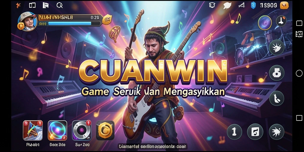 Screenshot gameplay CUANWIN menampilkan pengguna yang menikmati permainan musik.
