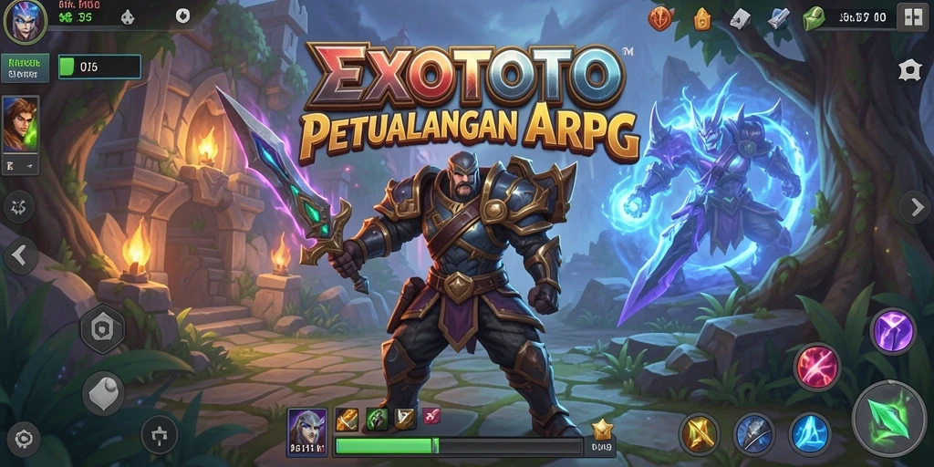 Tangkapan layar EXOTOTO menunjukkan aksi petualangan ARPG yang menegangkan.