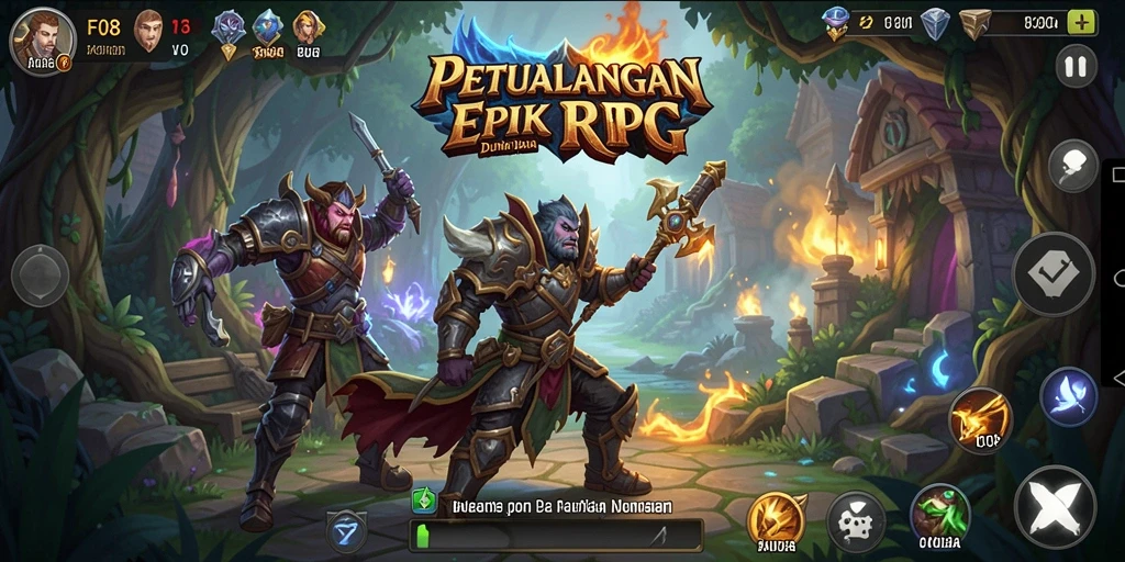 Menampilkan aksi seru dan pertarungan epik dalam gameplay RPG.
