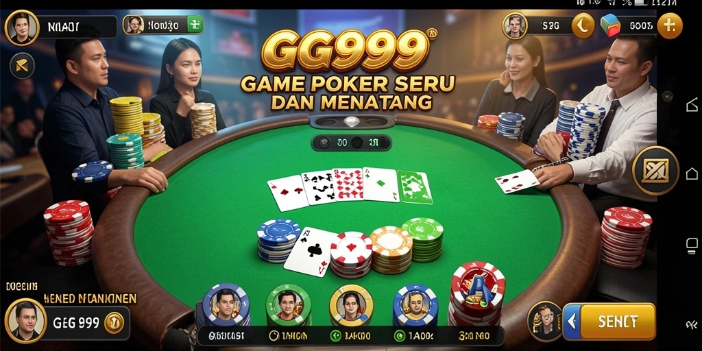 Tampilan gameplay Poker menegangkan dan seru di GG999.