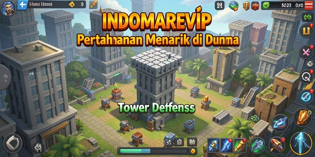 Tampilan gameplay INDOMAREVIP dengan pertahanan tower yang strategis.