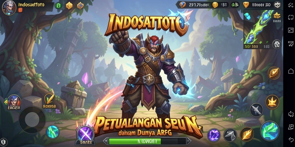 Tampilan screenshot gameplay <strong>INDOSATTOTO</strong> menampilkan pertempuran seru antar karakter di dunia fantasi.