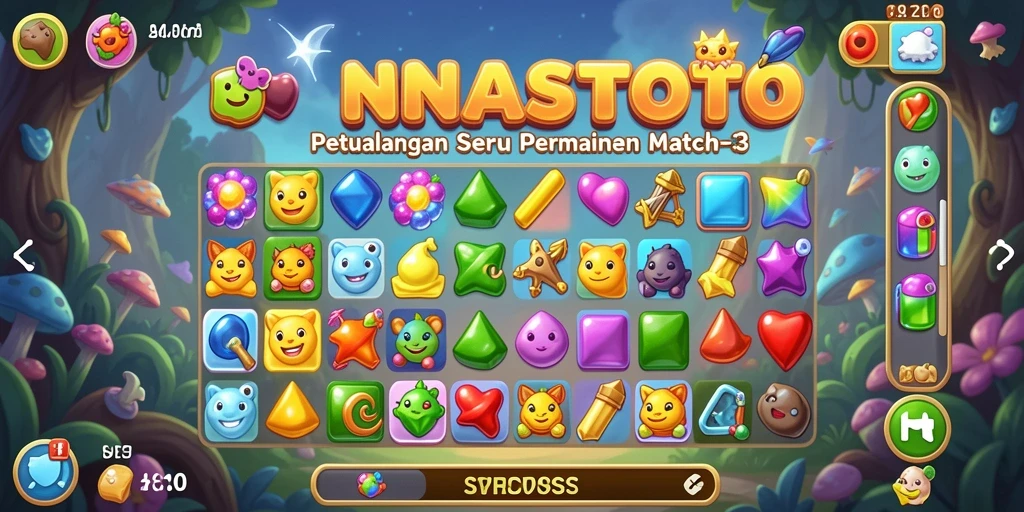 Screenshot gameplay NANASTOTO menampilkan momen seru permainan Match-3.
