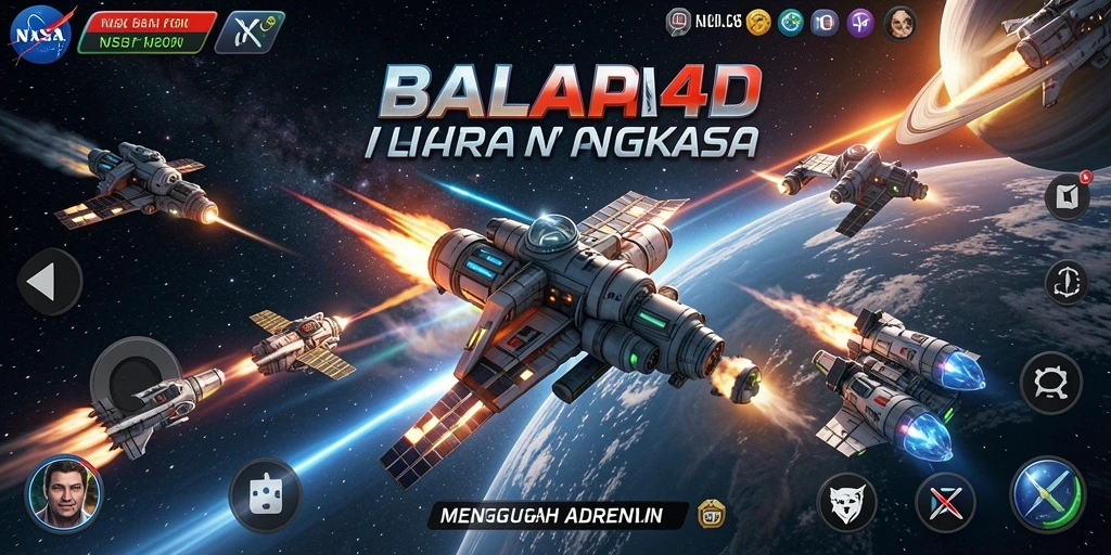 Screenshot NASA4D menampilkan balapan luar angkasa yang mendebarkan.