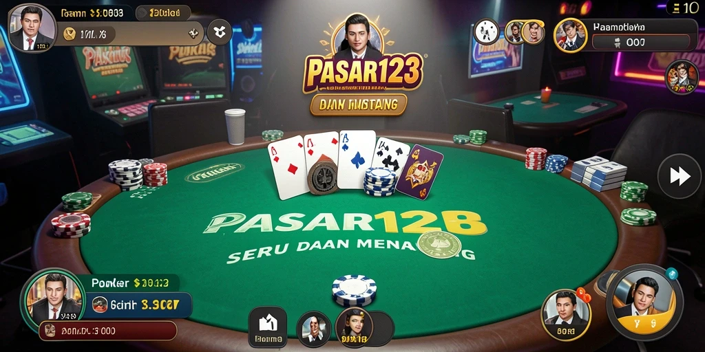 Screenshot gameplay PASAR123 menampilkan aksi poker yang intens.