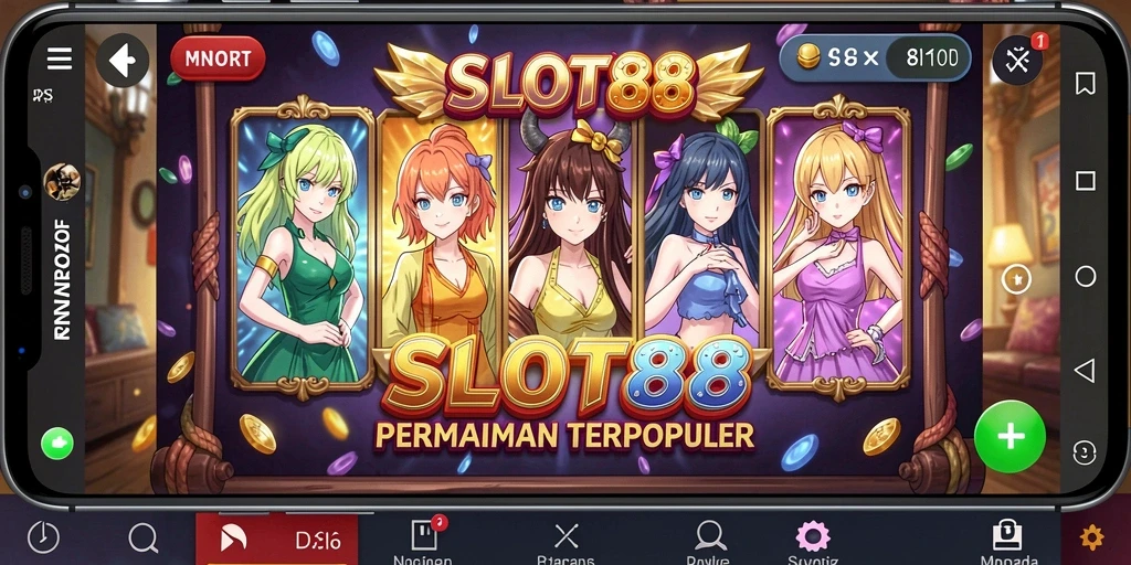 Tampilan gameplay SLOT88 yang penuh warna dan karakter anime yang memukau.